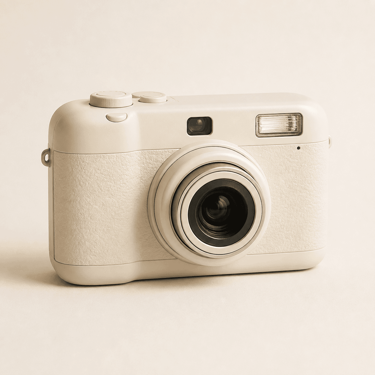 Compact Retro Digital Camera - Cream